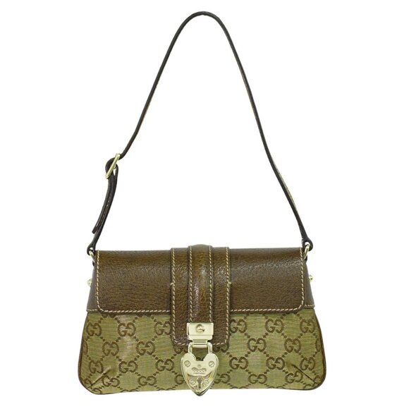GUCCI GG Canvas Leather 154388 Mini Shoulder Handbag Gold Brown - Picture 1 of 10